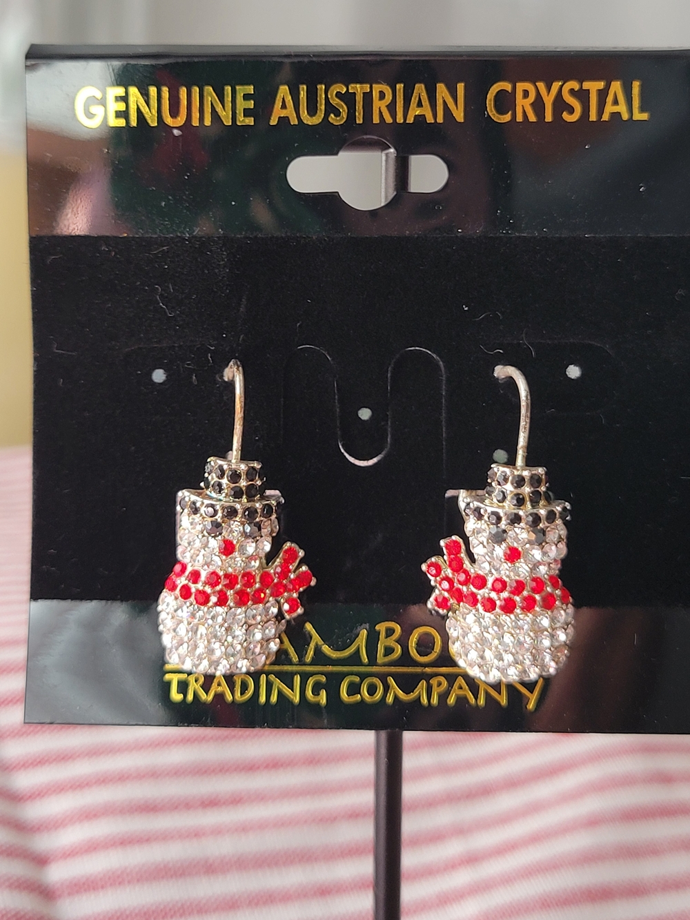 Genuine Austrian Crystal Snowman Drop Earrings